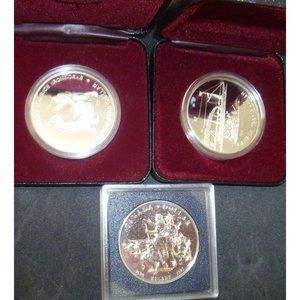 3 Royal Canadian Mint Proof Silver Dollars1988, 1990, 1991